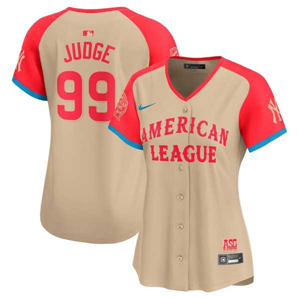 Womens American League #99 Aaron Judge Cream 2024 All-Star Limited Stitched Baseball Jersey(Run Small)